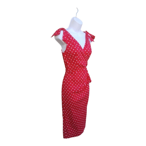 Stop Staring Alicia Estrada Pin Up Retro 50s Rockabilly Polka Dot Midi Dress S - Picture 3 of 4